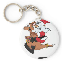 Australian Santa riding a Christmas kangaroo Key Chains