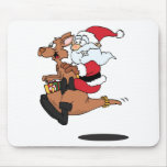 Australian Santa riding a Christmas kangaroo Mouse Pad