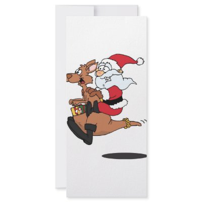 Australian Santa riding a Christmas kangaroo Rack Cards by Dennis_Holmes