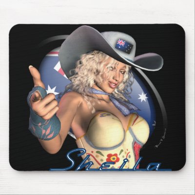 Australian Sexy Cowgirl Pinup Art Mousepad Sheila by sexyshirts2
