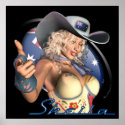 Australian Sexy Cowgirl Pinup Art Prints "Sheila"