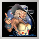 Australian Sexy Cowgirl Pinup Art Prints "Sheila"