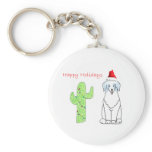 Australian Shepherd Blue Cactus Christmas Keychain