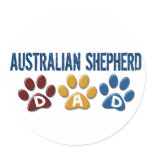 AUSTRALIAN SHEPHERD DAD Paw Print Round Stickers