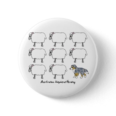Australian Shepherd Herding Sheep Button by MenagerieMayhem
