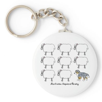 Australian Shepherd Herding Sheep Keychain by MenagerieMayhem