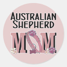 Australian Shepherd MOM Round Stickers