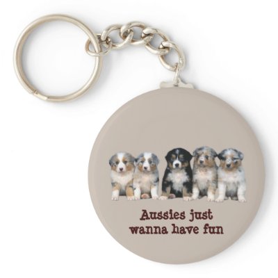 Australian Shepherd Puppies Keychain by normagolden