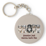 Australian Shepherd Puppies Keychain