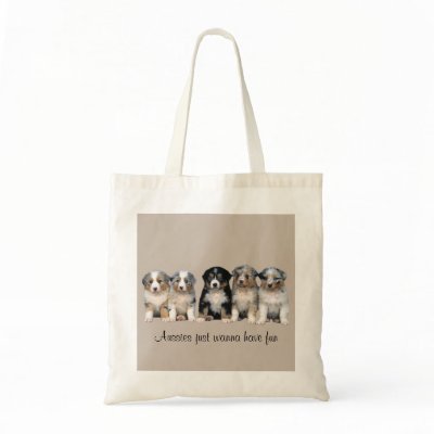 Australian Shepherd Puppies Tote Bag by normagolden