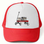 Australian Shepherd Pups In Wagon Hat