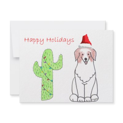 Australian Shepherd Red Cactus Christmas Custom Invitation by giftsjustforuholiday