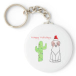 Australian Shepherd Red Cactus Christmas Key Chain