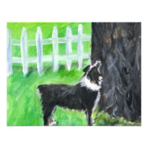 Australian Shepherd sees squirrel Personalized Invites