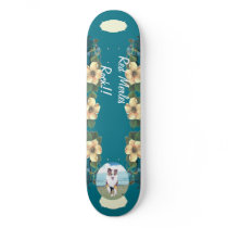Australian Shepherd ~ Turquoise Floral Design Custom Skateboard