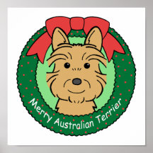 Australian Terrier Christmas Poster