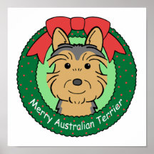 Australian Terrier Christmas Posters