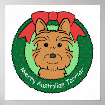 Australian Terrier Christmas Posters