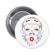 Authentic African Lulua mask button