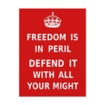 Authentic Freedom Is In Peril Original Red Postcard