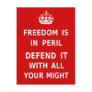 Authentic Freedom Is In Peril Original Red Postcard