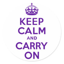 Authentic Keep Calm And Carry On Purple best price Round Stickers