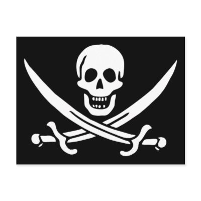 Authentic Pirate Flag of Jack Rackam Postcards by PirateTavern