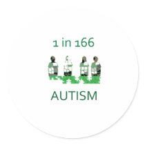 Autism 1 in 166 round stickers