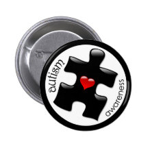 Autism Awareness Button - Black