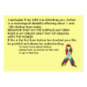 Autism Awareness Explanation Cards - Customised business cards