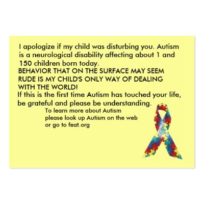 Autism Awareness Explanation Cards - Customised Business Card by koolasvegan