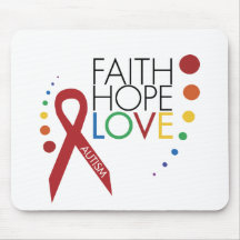 Autism Awareness - Faith, Hope, Love Mousepad