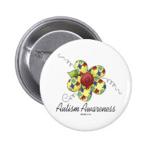 Autism Awareness Flower Buttons