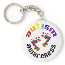Autism awareness footprints keyring key chain