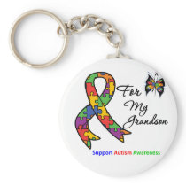 Autism Awareness For My Grandson Keychains