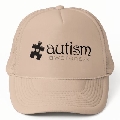 Autism Awareness Hat - Black on Tan by ejyoungquist