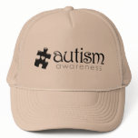 Autism Awareness Hat - Black on Tan