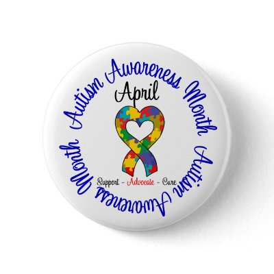 Autism Awareness Month Heart Ribbon Pin by giftsforawareness