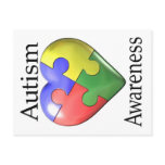 Autism Awareness Puzzle Heart Post Card