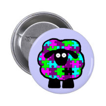 Autism Awareness Sheep Button