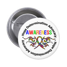 Autism Awareness Tribal Ribbon Pinback Buttons
