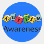 Autism-blocks Round Stickers