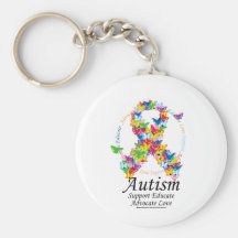 Autism Butterfly Ribbon Key Chain