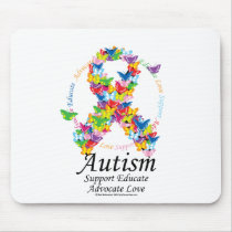 Autism Butterfly Ribbon Mouse Mats