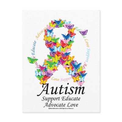 Autism Butterfly Ribbon Post Cards by fightcancertees