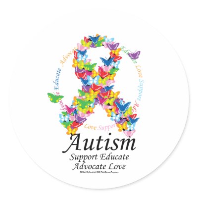 Autism Butterfly Ribbon Sticker by fightcancertees