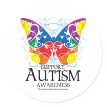 Autism Butterfly Round Stickers