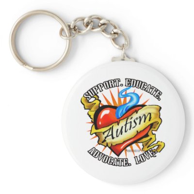 Autism Classic Heart Tattoo Keychains by fightcancertees