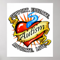 Autism Classic Heart Tattoo Posters