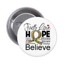 Autism Faith Love Support Pinback Button